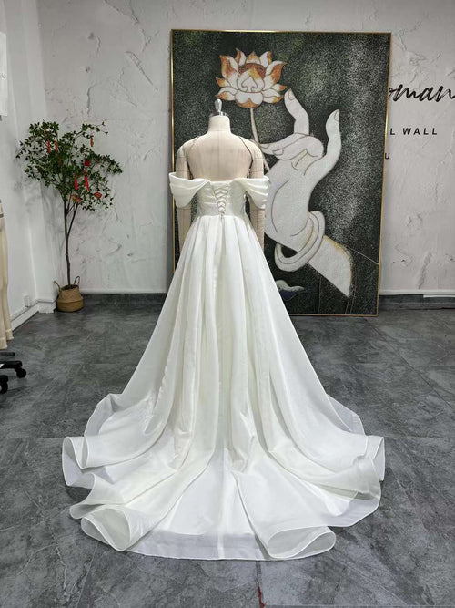 A Line Off Shoulder Wedding Dress