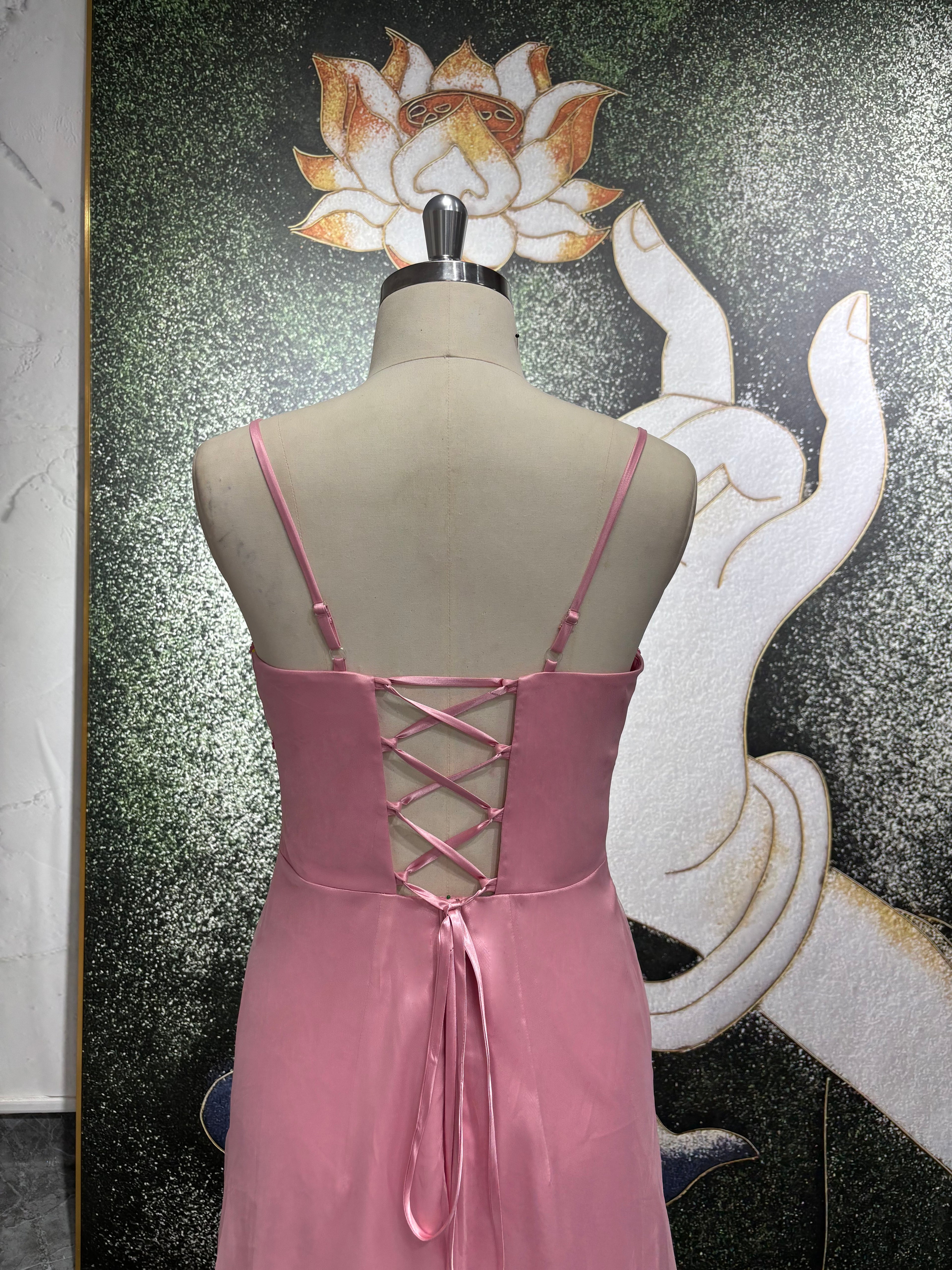 Beaded Pink 90s Party Dress