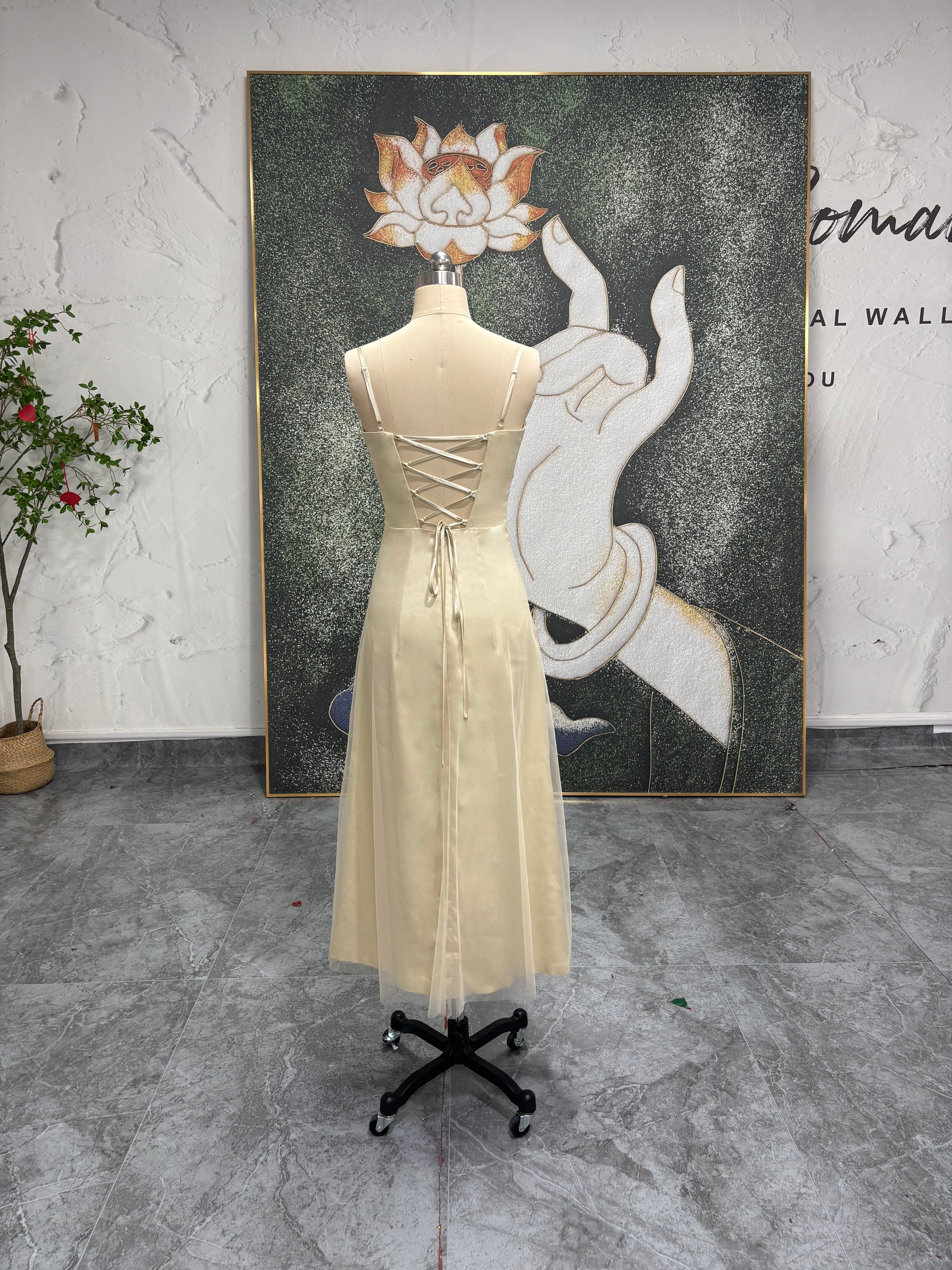 Criss Cross Yellow 90s Party Dress
