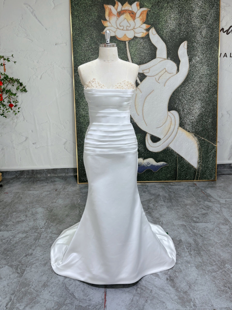 Ivory Satin Mermaid Detachable Skirt Wedding Dress