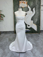 Ivory Satin Mermaid Detachable Skirt Wedding Dress