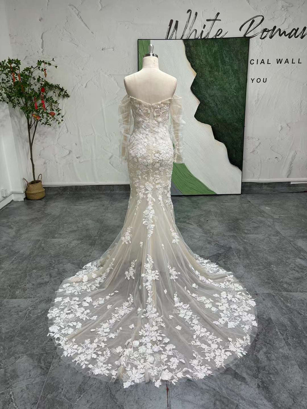  Long Sleeve Fit and Flare Wedding Dress