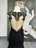 Mermaid Black Lace Wedding Dress with Train