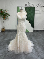 Mermaid Champagne Lace Wedding Dress