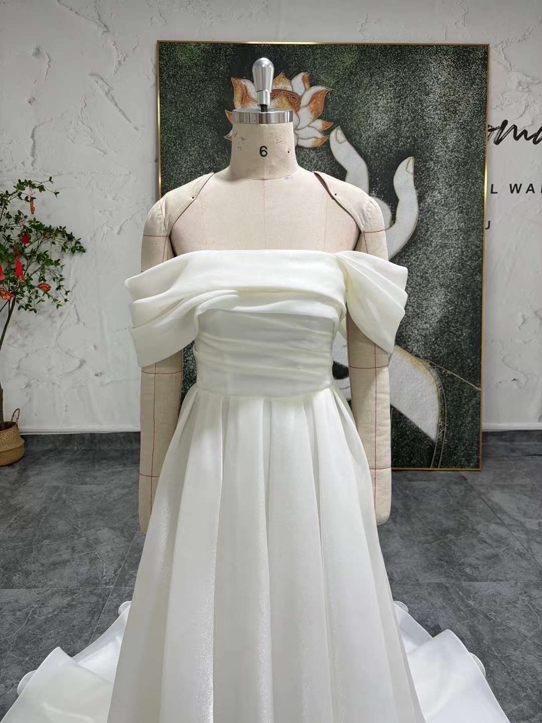 Off Shoulder Ivory Wedding Dress