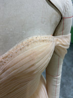 Off Shoulder Sleeve Champagne Wedding Dress