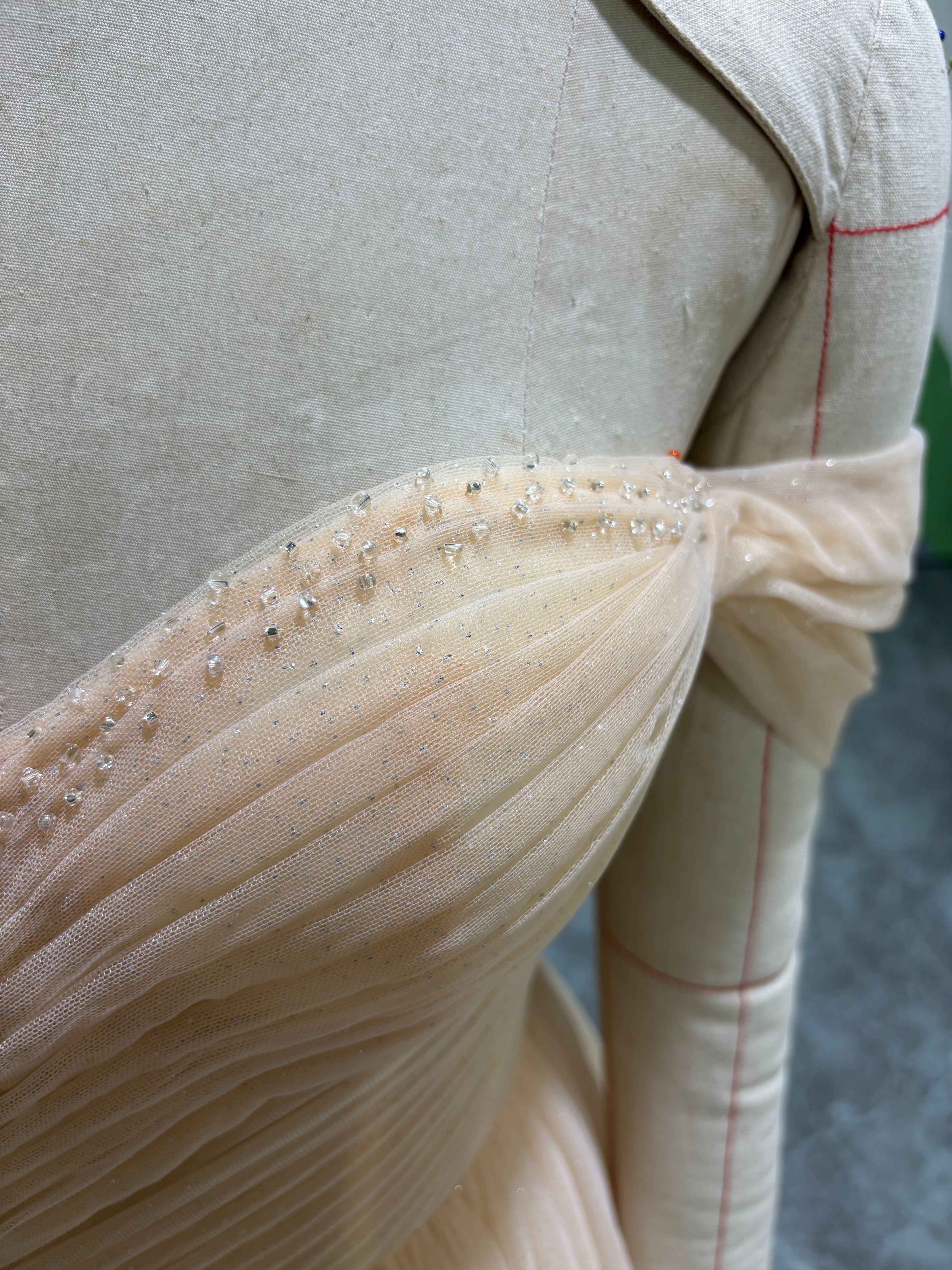 Off Shoulder Sleeve Champagne Wedding Dress