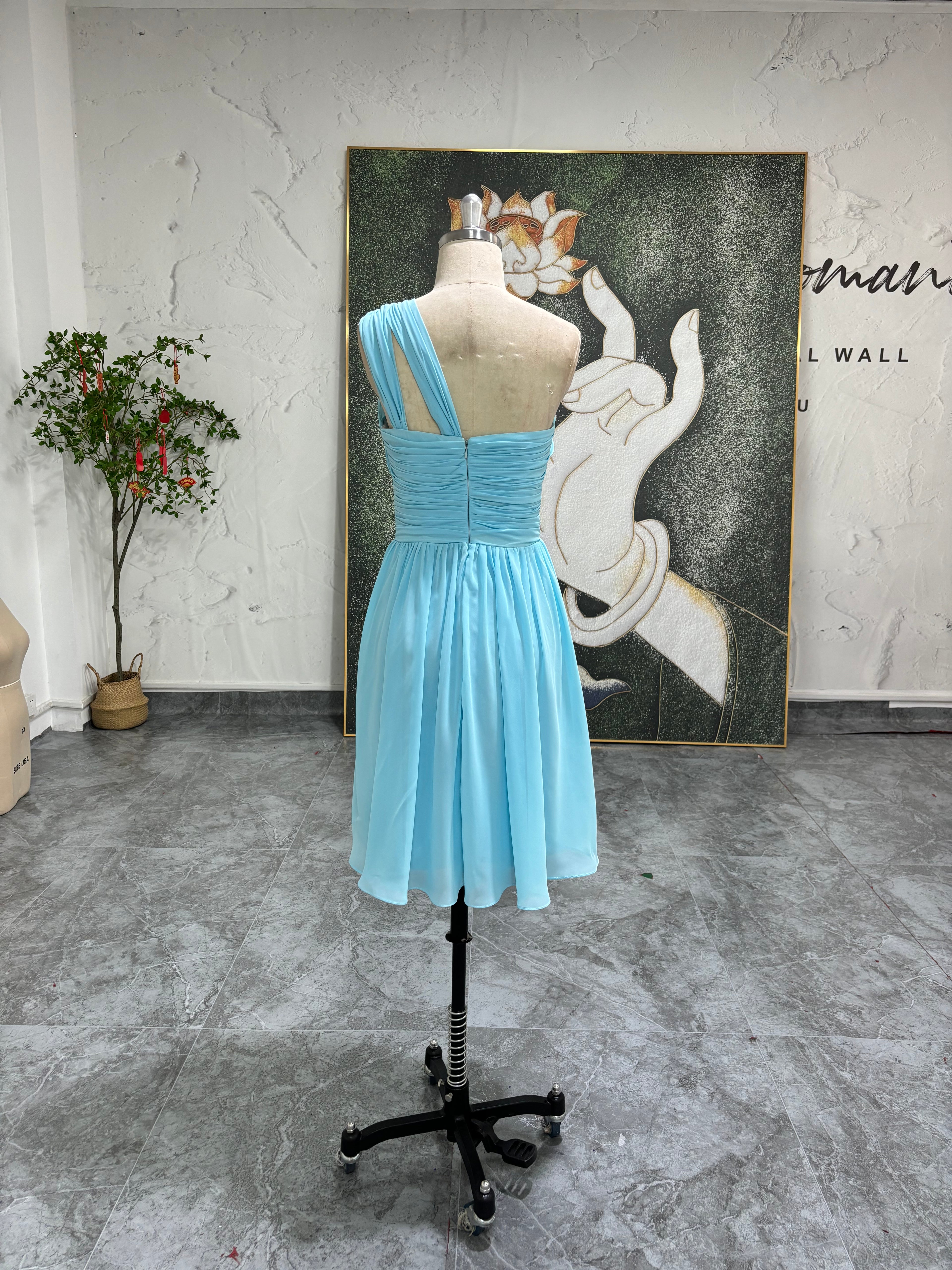 One Shoulder Short Bridesmaid Dress