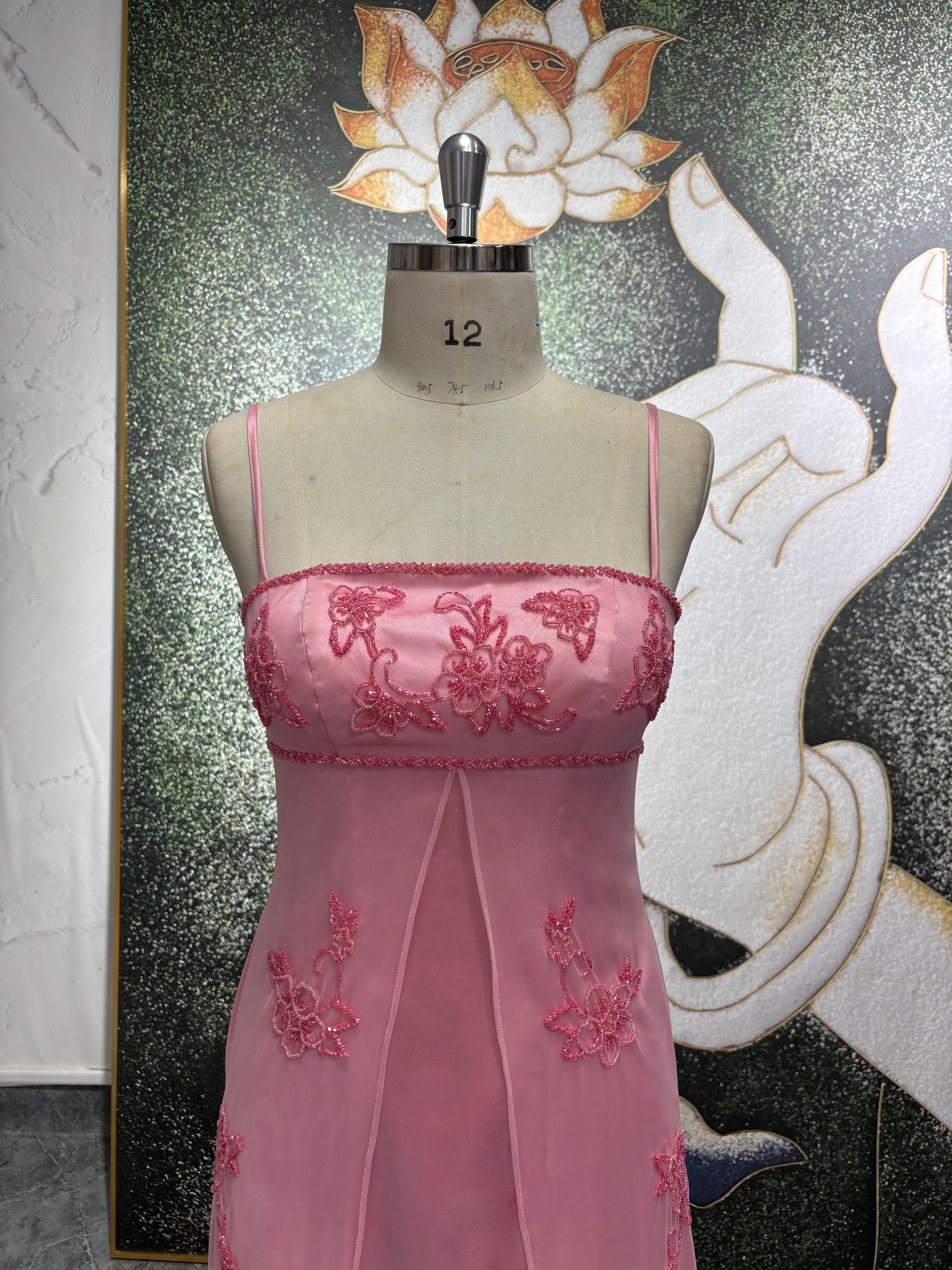 Pink Beaded Prom Dress