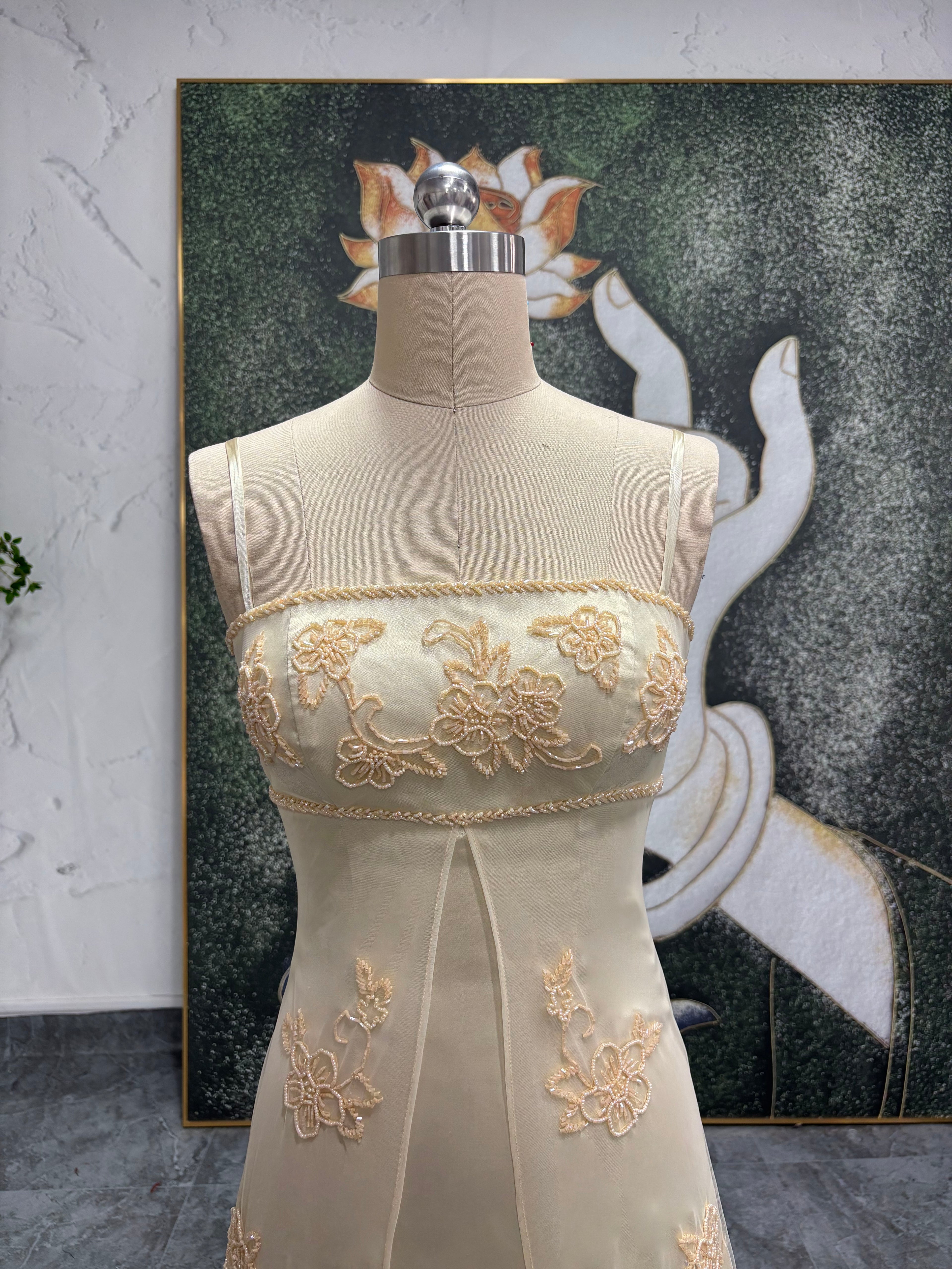 Retro handcrafted beaded gown