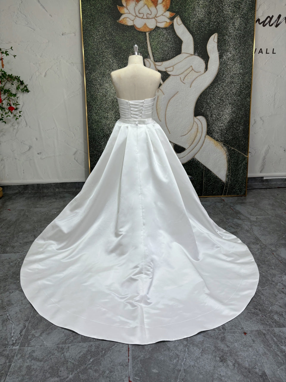 Satin Detachable Skirt Wedding Dress