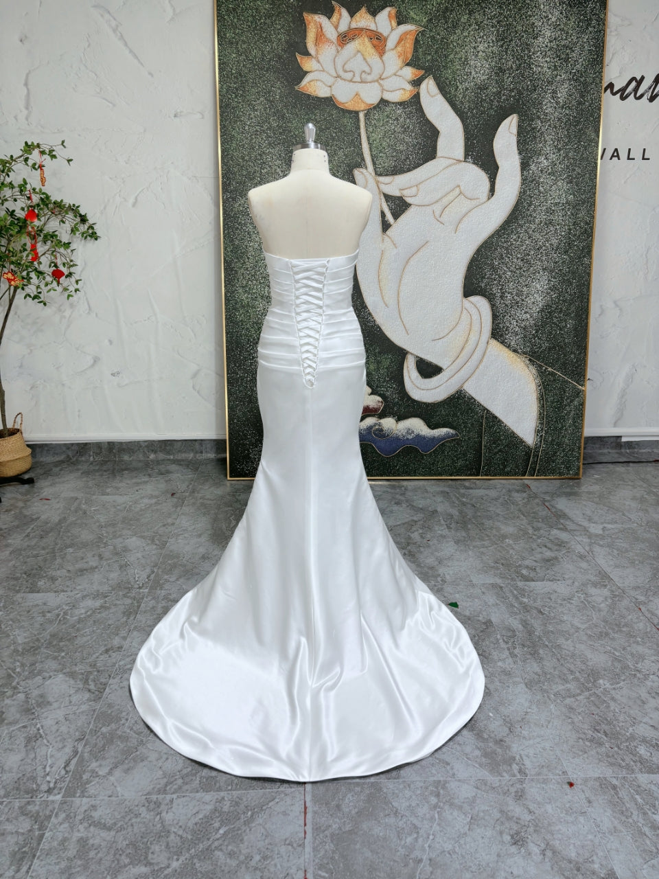 Satin Mermaid Detachable Skirt Wedding Dress
