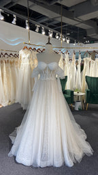 Sexy Off Shoulder Long Sleeve Boho Wedding Dress