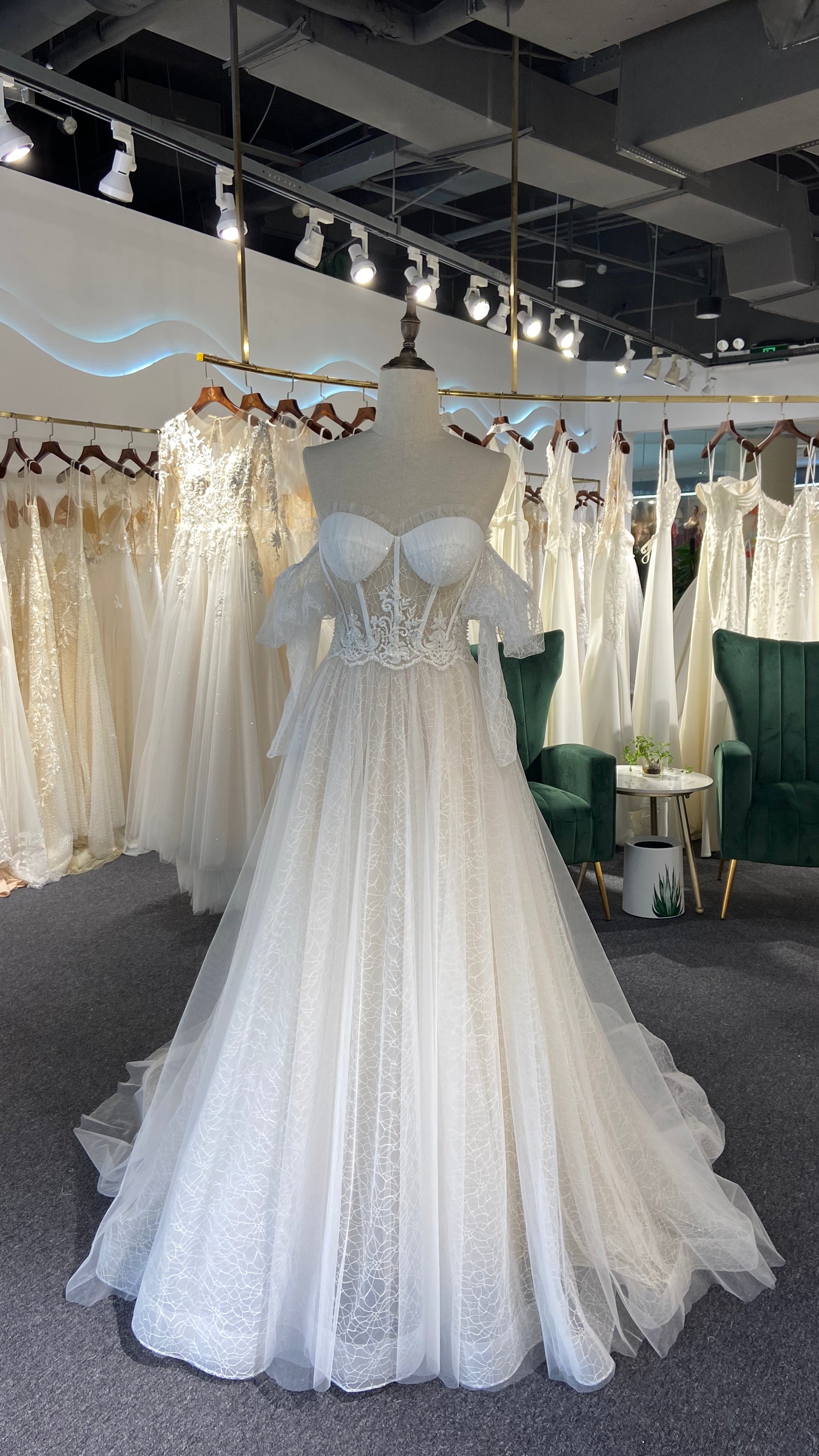 Sexy Off Shoulder Long Sleeve Boho Wedding Dress