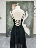 Short Sparkle Black And Green Homecoming Dress