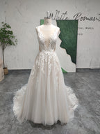 Simple Lace Colorful Summer Wedding Dress