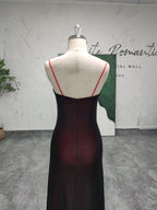 Simple Spaghetti Straps Black and Burgundy Party Dress