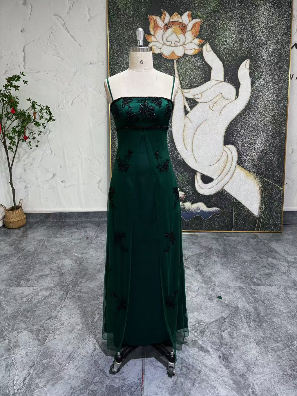 Square Neck 90s Vintage Prom Dress