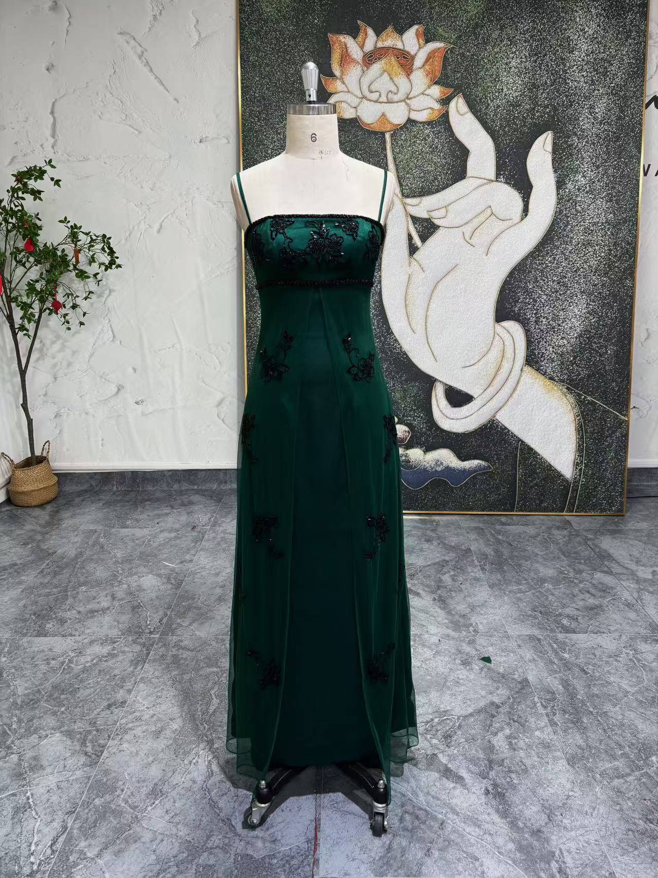 Square Neck 90s Vintage Prom Dress