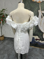 Stereo Petal Backless Short Wedding Dress