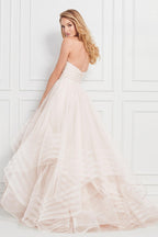 Strapless Cascading Ruffles Tulle Wedding Dress