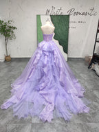 Strapless Sparkle  Ruffle Skirt Wedding Ball Gown