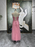 Vintage Pink Beaded Prom Dress