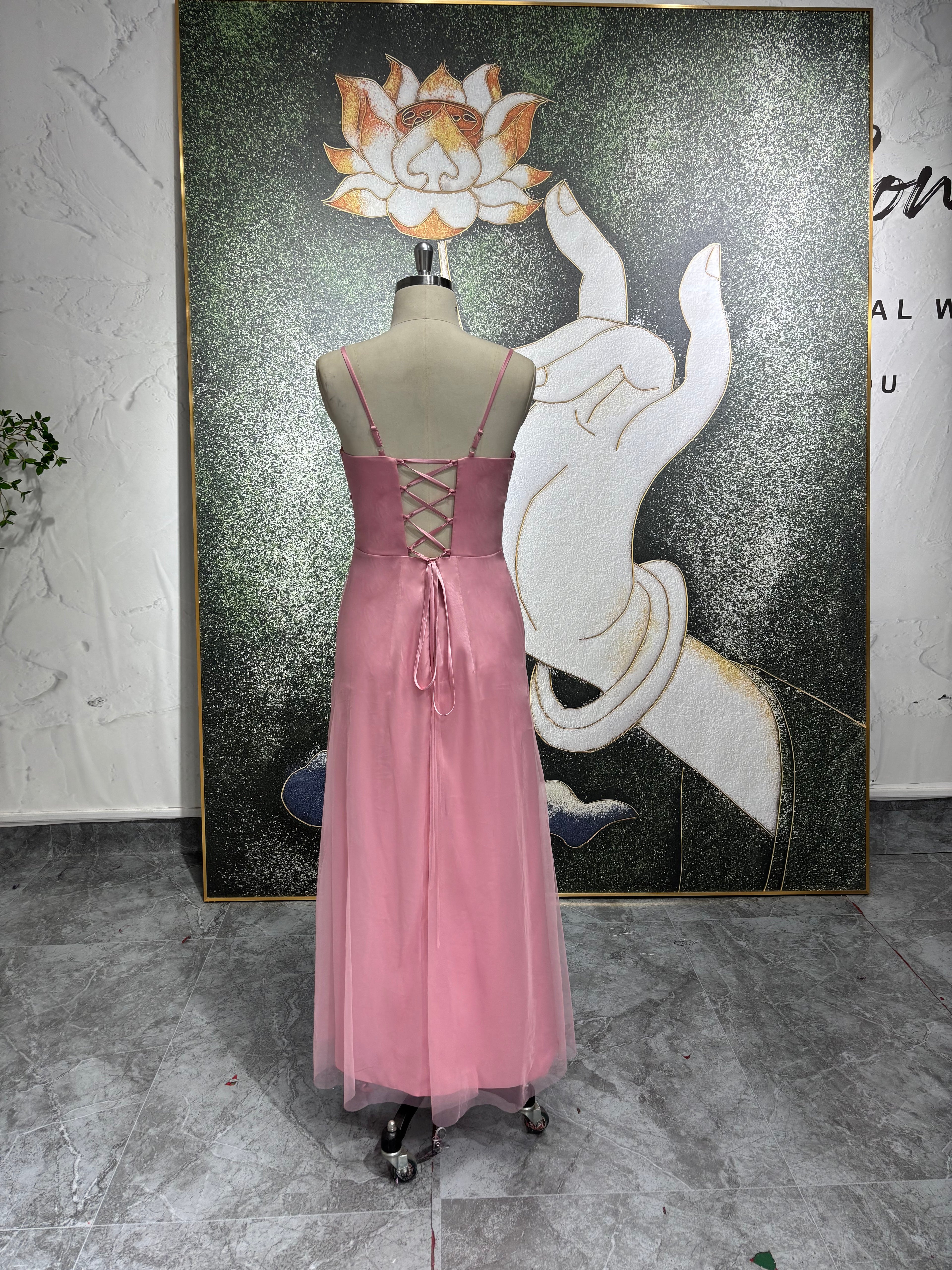 Vintage Pink Beaded Prom Dress