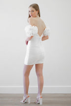 White Strapless Mini Wedding Dress