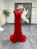 mermaid red vintage wedding dress