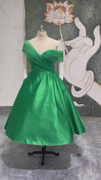 Chic Tea Length Green Ball Gown Prom Dress