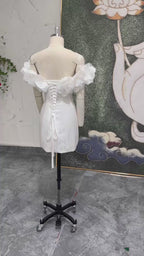Stereo Petal Off-Shoulder Short Wedding Dress