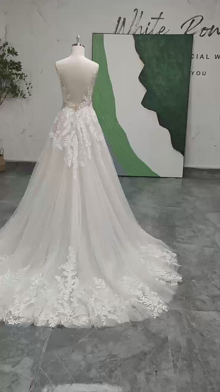 Simple Lace Colorful Summer Wedding Dress