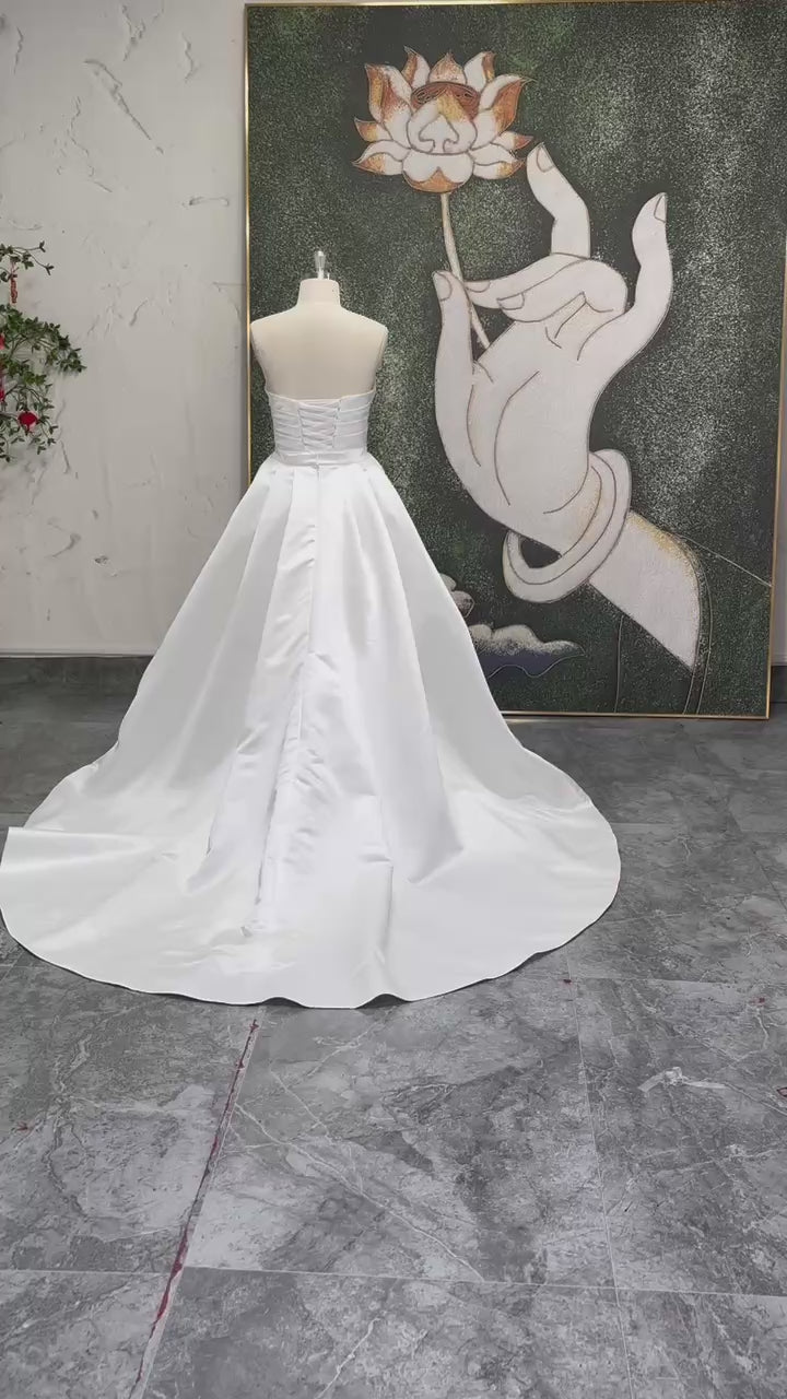 Ivory Satin  Detachable Skirt Wedding Dress