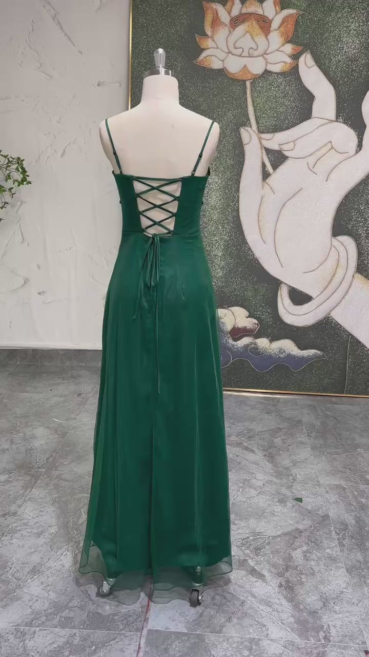 Square neck spaghetti strap prom dress