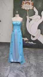 Vintage 90S Beaded Blue Prom Dress