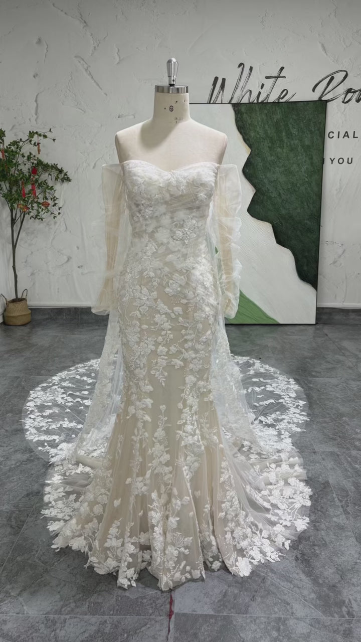 Illusion Mermaid Long Sleeve Lace Wedding Dress