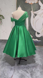 Chic Tea Length Green Ball Gown Party Dress