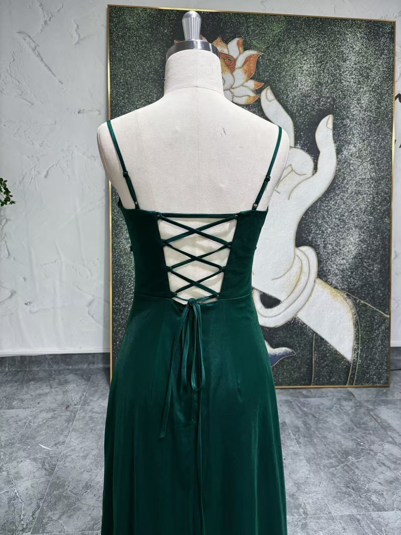 spaghetti strap vintage prom dress